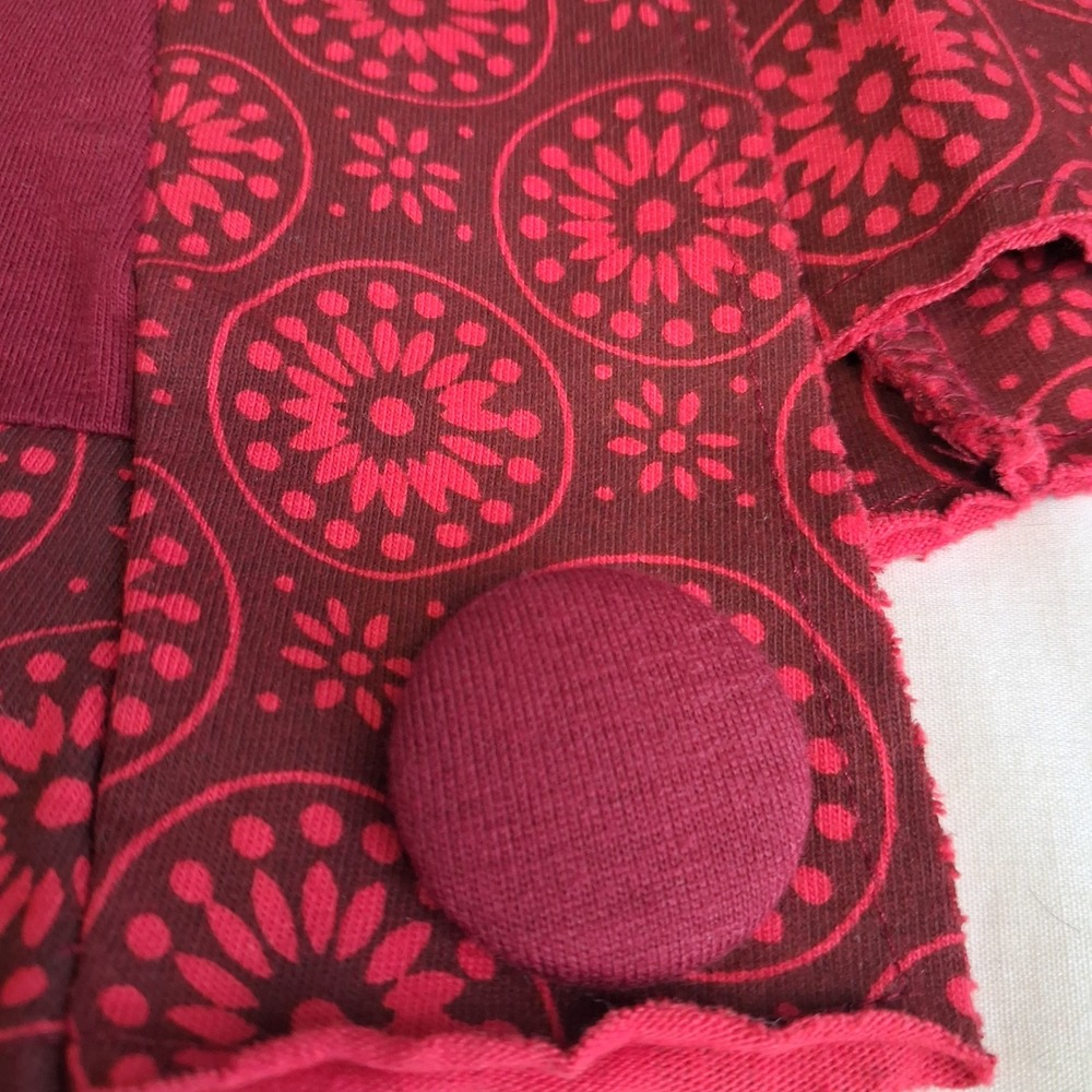 Za Zen Burgundy Red Mandala Print Wrap Skirt Womens Large Boho Midi Side Pocket - Picture 9 of 15
